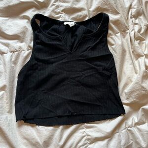 Topshop Black Fitted Ribbed Tank Top